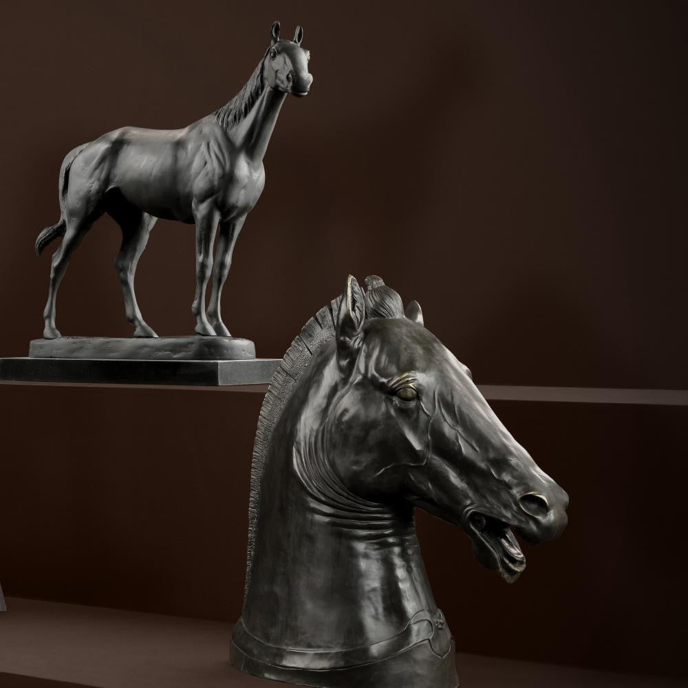 Eichholtz Horse Rodondo Sculpture, Antique Bronze, Granite Base, 22.83"W (107403 YV0J03YY0G)