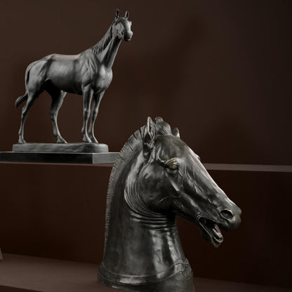 Eichholtz Horse Rodondo Sculpture, Antique Bronze, Granite Base, 22.83"W (107403 YV0J03YY0G)