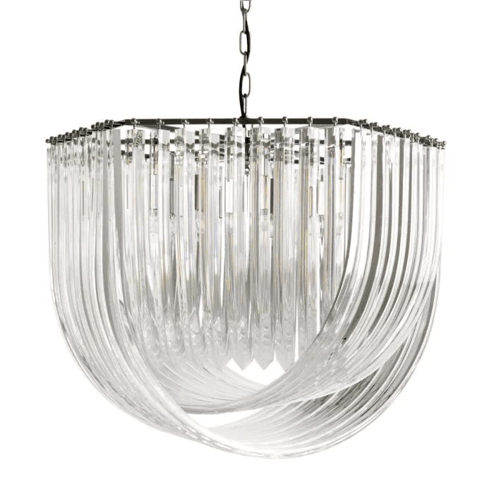 Eichholtz Hyeres Chandelier, 6-Light, Clear Acrylic, Nickel, 26.38"W (109485UL YV0J03YU3L)