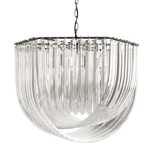 Eichholtz Hyeres Chandelier, 6-Light, Clear Acrylic, Nickel, 26.38"W (109485UL YV0J03YU3L)