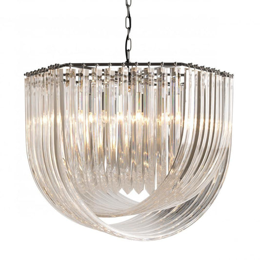 Eichholtz Hyeres 6 Light Chandelier Clear, Nickel