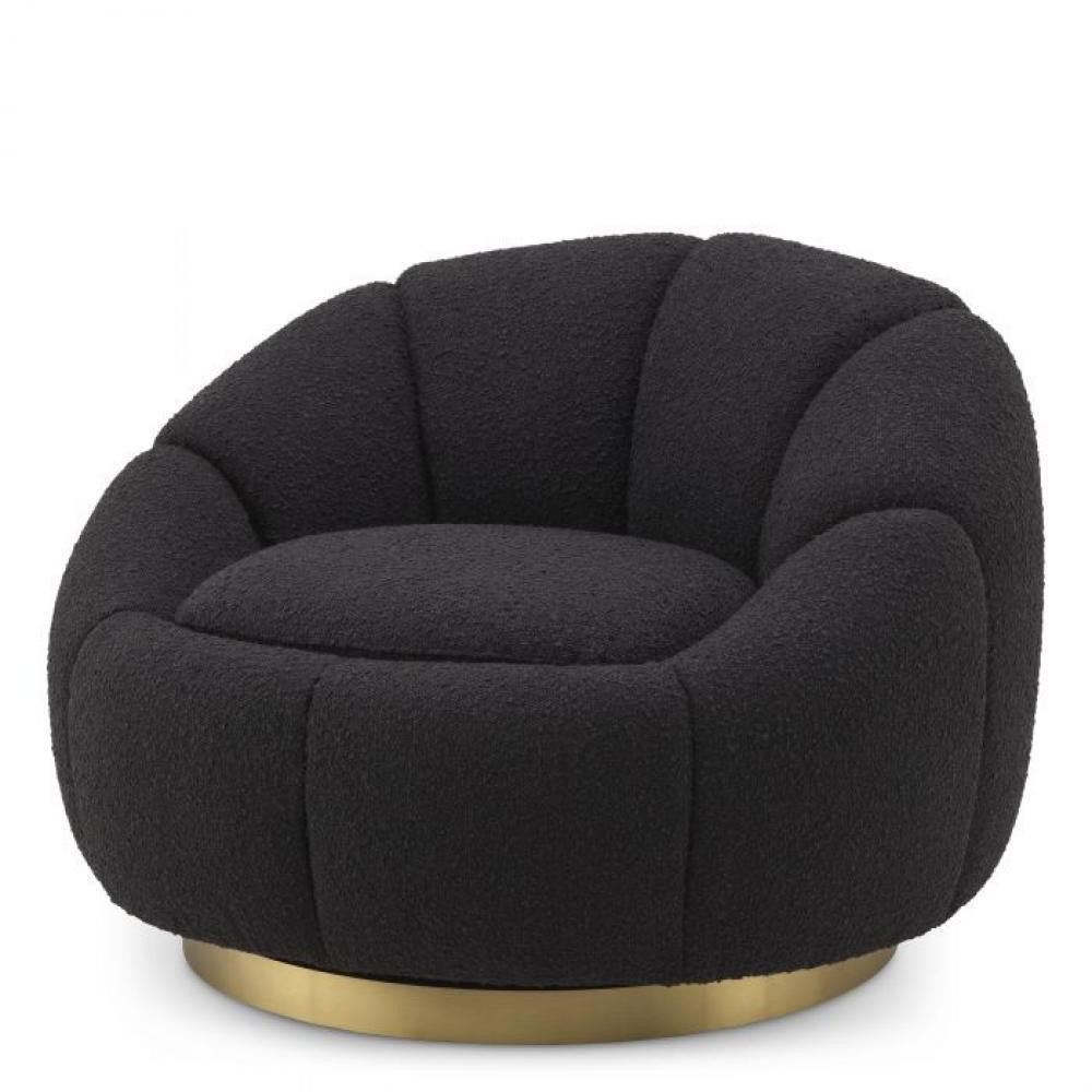 Eichholtz Inger Swivel Chair Black, Brushed Brass