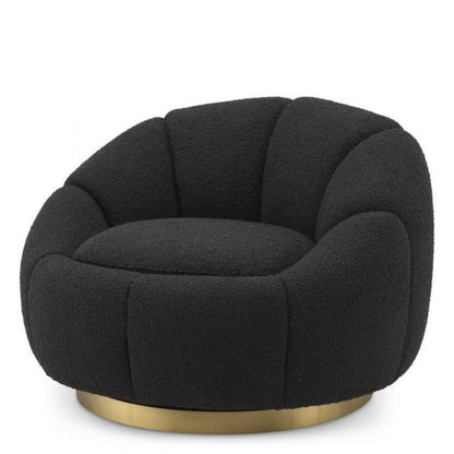 Eichholtz Inger Swivel Chair Black, Brushed Brass