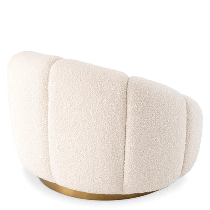 Eichholtz Inger Swivel Chair, Boucle Cream Fabric, Brushed Brass, 37.4"W (A115258 YV0J041VRA)