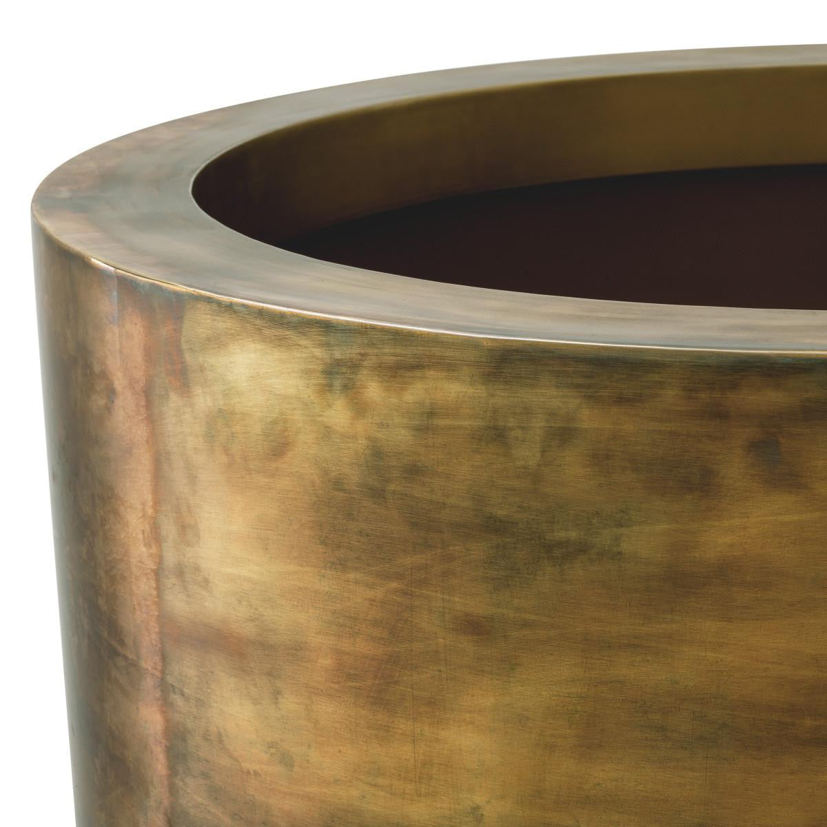 Eichholtz Jasper Planter, Large, Vintage Brass, Black Base, 31.3"W (114013 YV0J041TQT)