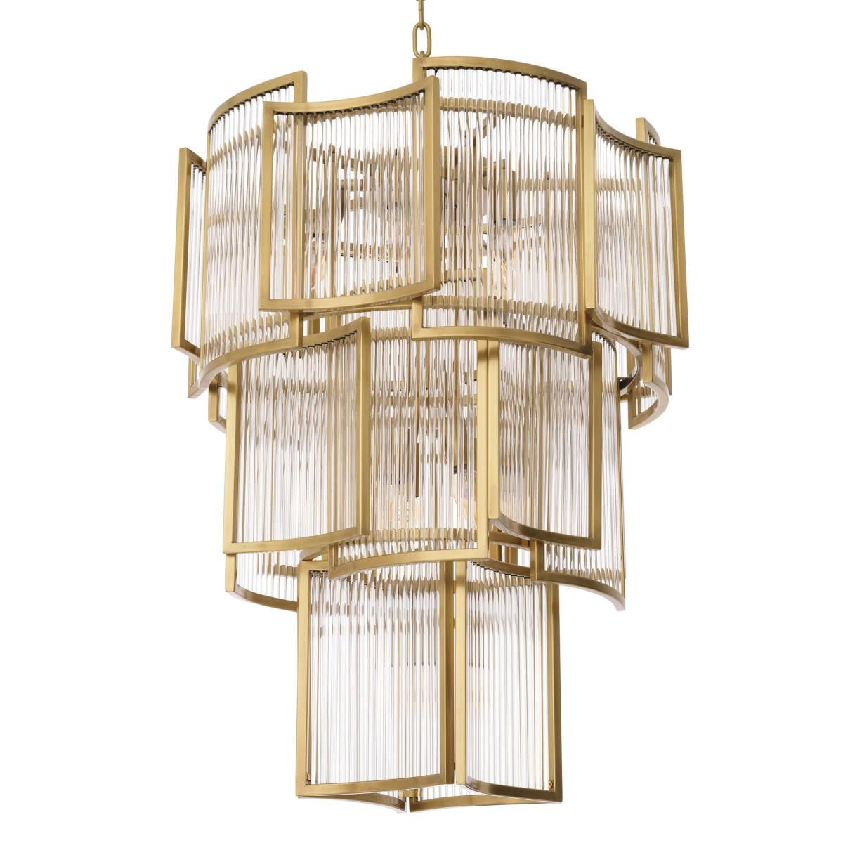 Eichholtz Jet Set Chandelier, 10-Light, Antique Brass, Clear Glass, 22.83"W (115912UL YV0J03YU3Q)