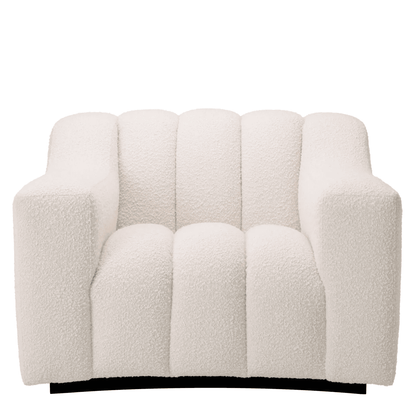 Eichholtz Kelly Armchair, Boucle Cream Fabric, Black Base, 30.91"H (A115142 YV0J03YU12)