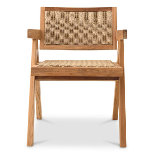 Eichholtz Kristo Outdoor Dining Chair, Natural Teak, Natural Weave, 22.05"W (117455 YV0J041RRJ)
