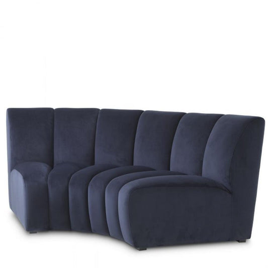 Eichholtz Lando Sectional Sofa Corner, Savona Midnight Blue Velvet, Black Feet, 82.68"W (A115096 YV0J041VPN)