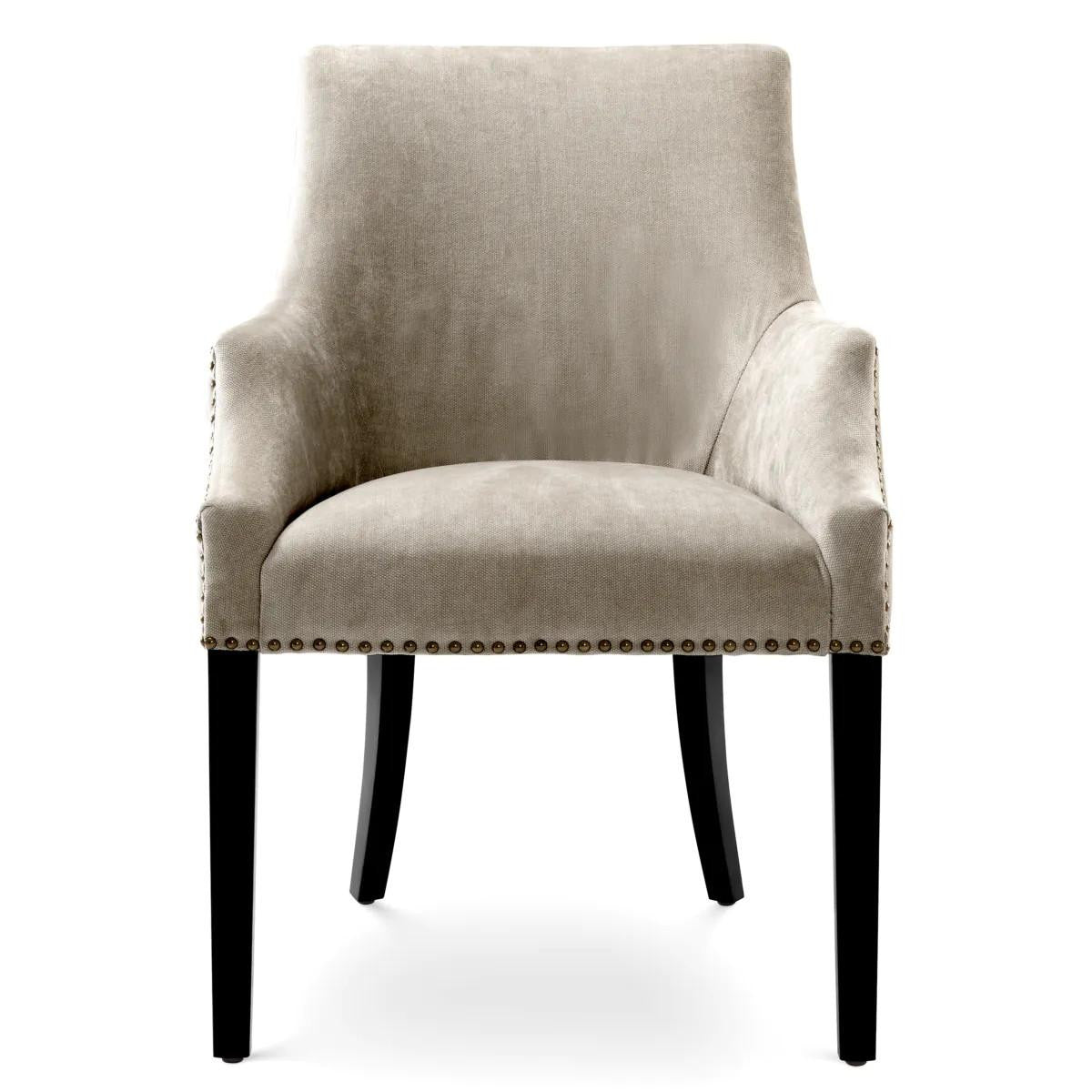 Eichholtz Legacy Dining Chair, Clarck Sand Fabric, Black Legs, 36.22"H (A112026 YV0J03YXYD)