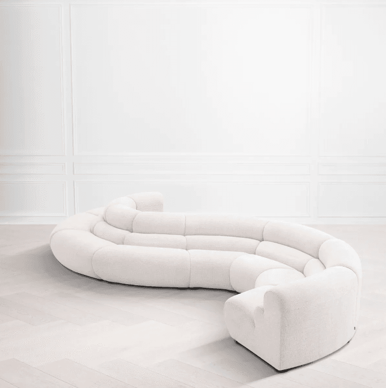 Eichholtz Lindau Sectional Sofa Inside Corner, Lyssa Off-White Fabric, Black Feet, 42.13"W (A116817 YV0J041VPT)
