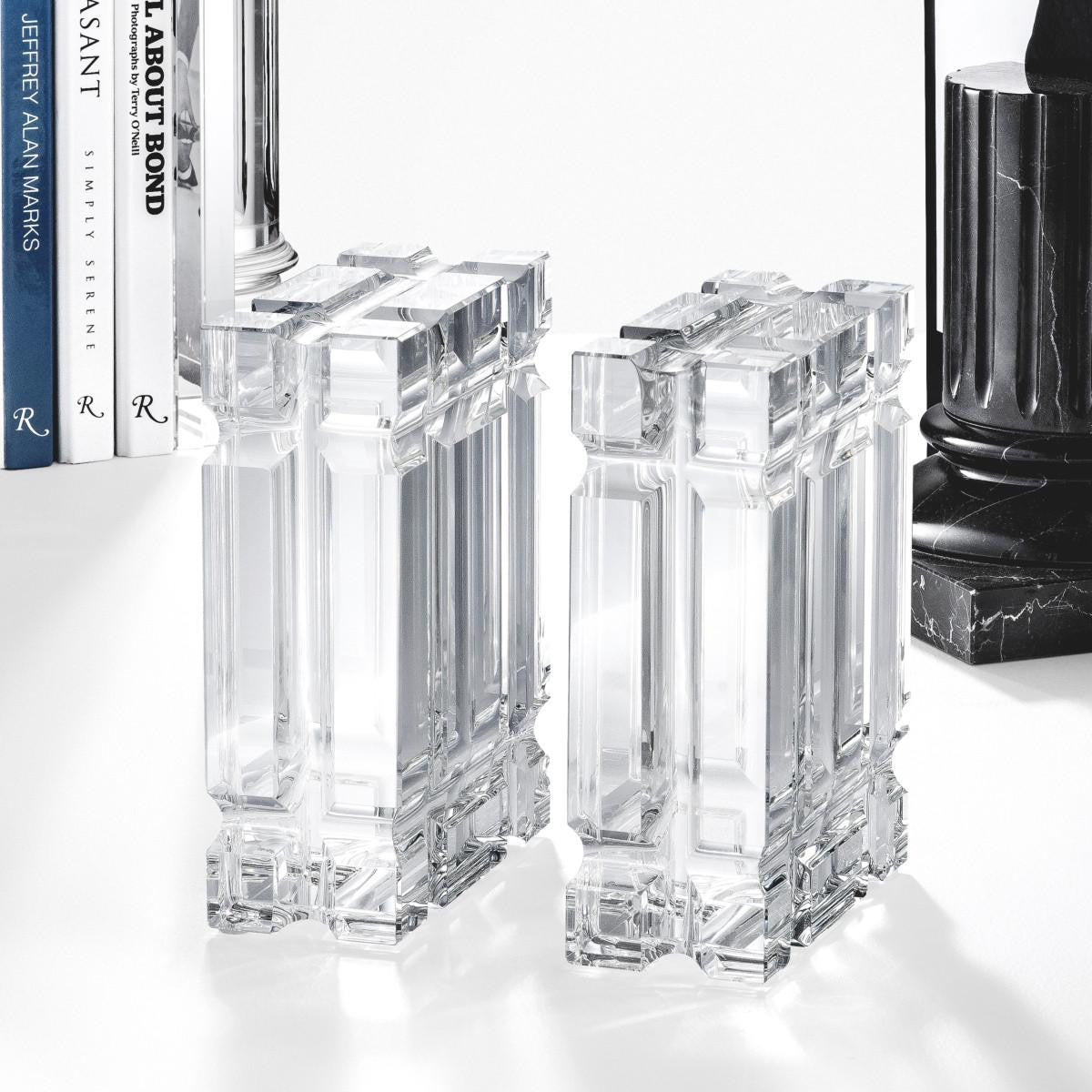 Eichholtz Linea Bookends, Set of 2, Crystal glass, 5.91"W (110710 YV0J03YQ3V)