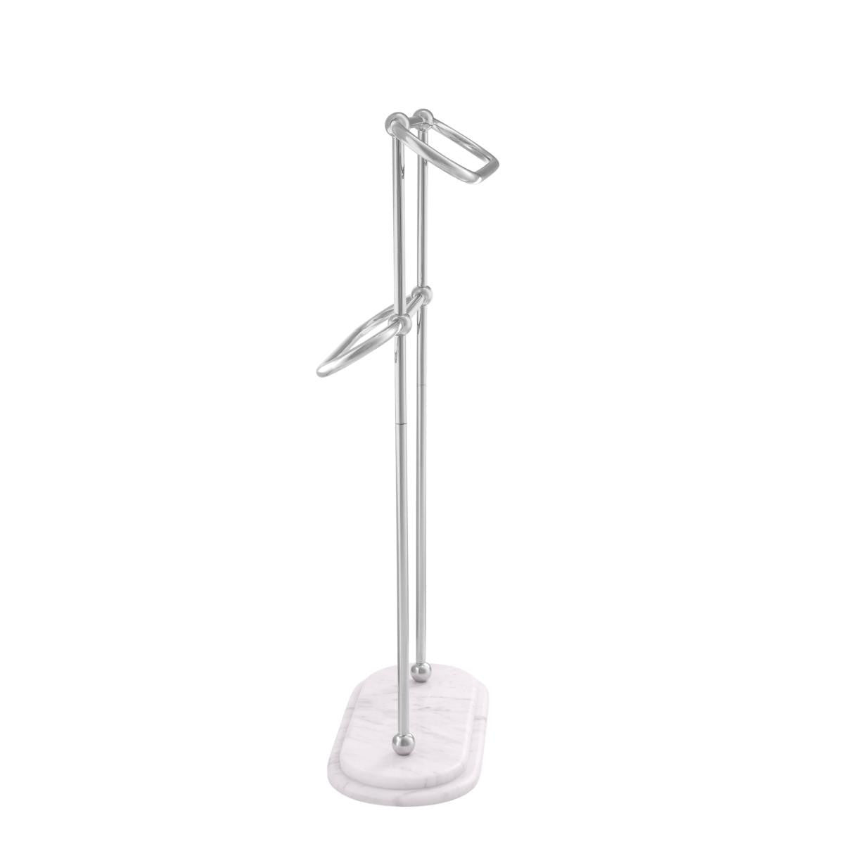 Eichholtz Lowell Towel Rack, Small, Polished Stainless Steel, White Marble Base, 19.69"W (111870 YV0J041WPQ)