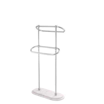 Eichholtz Lowell Towel Rack, Small, Polished Stainless Steel, White Marble Base, 19.69"W (111870 YV0J041WPQ)