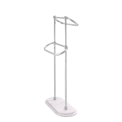 Eichholtz Lowell Towel Rack, Small, Polished Stainless Steel, White Marble Base, 19.69"W (111870 YV0J041WPQ)