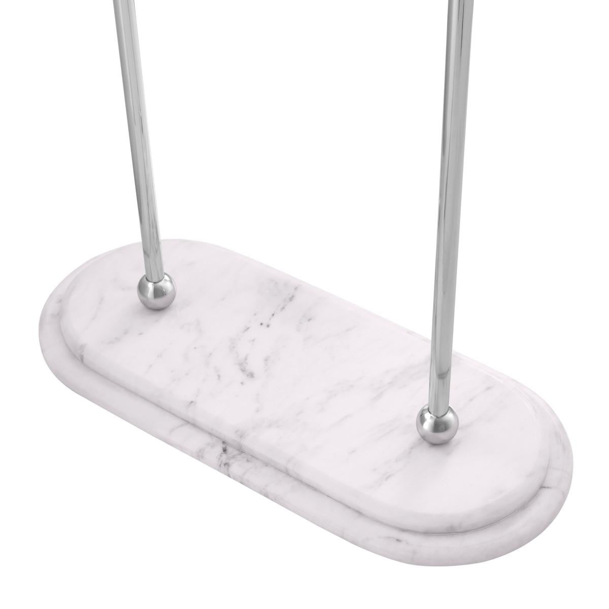 Eichholtz Lowell Towel Rack, Small, Polished Stainless Steel, White Marble Base, 19.69"W (111870 YV0J041WPQ)