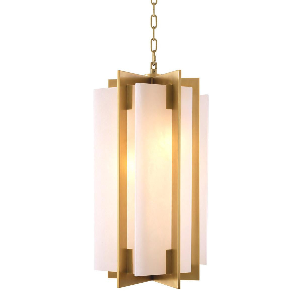 Eichholtz Lugano 5 Light Pendant Antique Brass, Alabaster