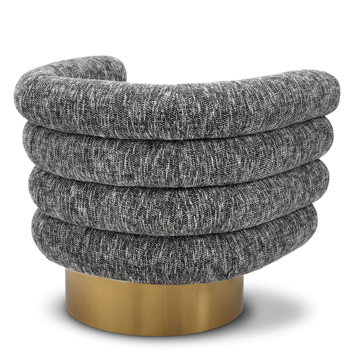 Eichholtz Maguire Swivel Chair, Cambon Black, Brushed Brass Base, 34.25"W (A115334 YV0J041VRD)