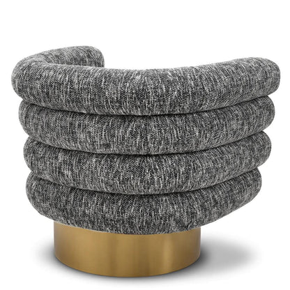 Eichholtz Maguire Swivel Chair, Cambon Black, Brushed Brass Base, 34.25"W (A115334 YV0J041VRD)
