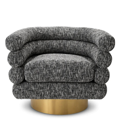 Eichholtz Maguire Swivel Chair, Cambon Black, Brushed Brass Base, 34.25"W (A115334 YV0J041VRD)