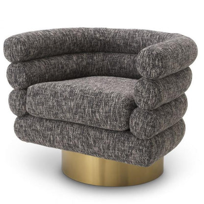 Eichholtz Maguire Swivel Chair, Cambon Black, Brushed Brass Base, 34.25"W (A115334 YV0J041VRD)