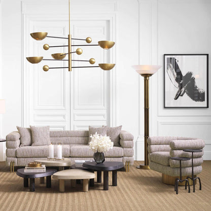 Eichholtz Maguire Swivel Chair, Mademoiselle Beige Fabric, Brushed Brass Base, 34.25"W (A115779 YV0J041VRE)