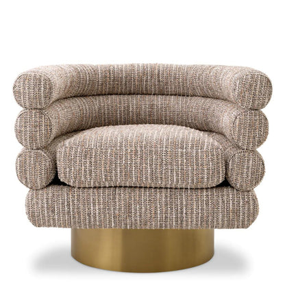 Eichholtz Maguire Swivel Chair, Mademoiselle Beige Fabric, Brushed Brass Base, 34.25"W (A115779 YV0J041VRE)