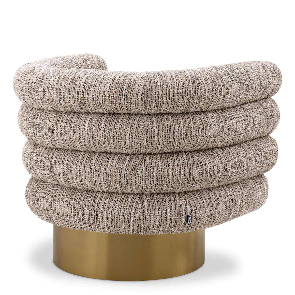 Eichholtz Maguire Swivel Chair, Mademoiselle Beige Fabric, Brushed Brass Base, 34.25"W (A115779 YV0J041VRE)