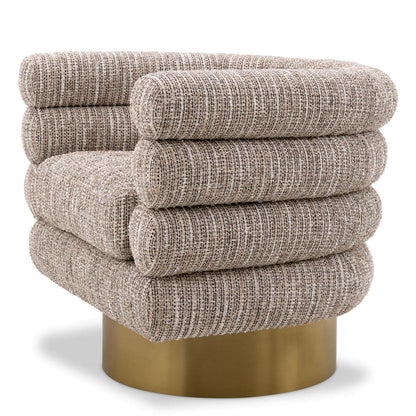 Eichholtz Maguire Swivel Chair, Mademoiselle Beige Fabric, Brushed Brass Base, 34.25"W (A115779 YV0J041VRE)