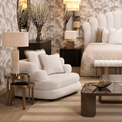 Eichholtz Malaga Armchair, Lyssa Off-White Fabric, Black Feet, 26.77"H (A116724 YV0J03YU17)