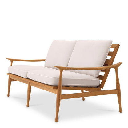 Eichholtz Manzo Outdoor Sofa, Natural Teak, Off-White, 71.26"W (117149 YV0J041RT6)