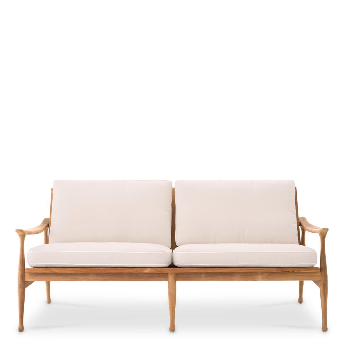 Eichholtz Manzo Outdoor Sofa, Natural Teak, Off-White, 71.26"W (117149 YV0J041RT6)