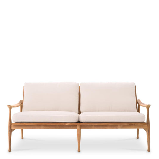 Eichholtz Manzo Outdoor Sofa, Natural Teak, Off-White, 71.26"W (117149 YV0J041RT6)