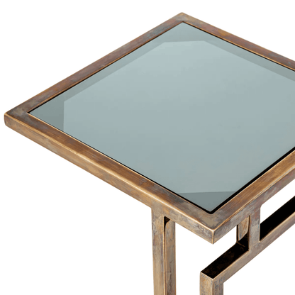 Eichholtz Marcus Side Table, Vintage Brass, Smoke Glass, 23.62"H (116882 YV0J041UQR)