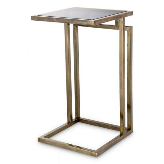 Eichholtz Marcus Side Table, Vintage Brass, Smoke Glass, 23.62"H (116882 YV0J041UQR)