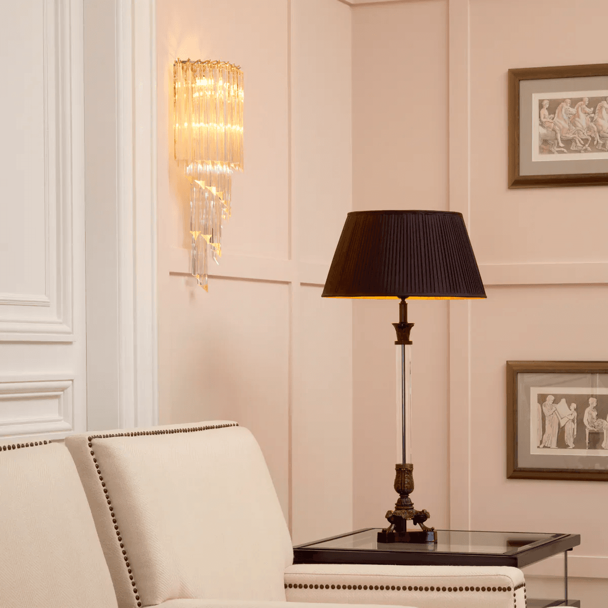 Eichholtz Marino Wall Sconce, 3-Light, Clear Glass, Nickel, 11.81"W (109530UL YV0J041YNA)