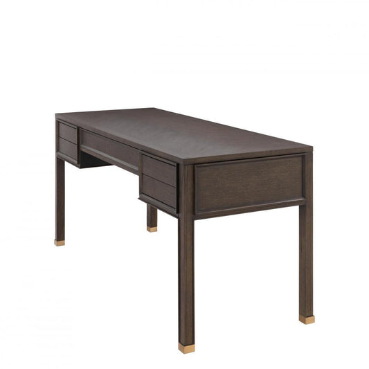 Eichholtz Melchior Desk, Brown, Brushed Brass, 63.39"W (112738 ), Eichholtz 112738 YV0J03YX0M