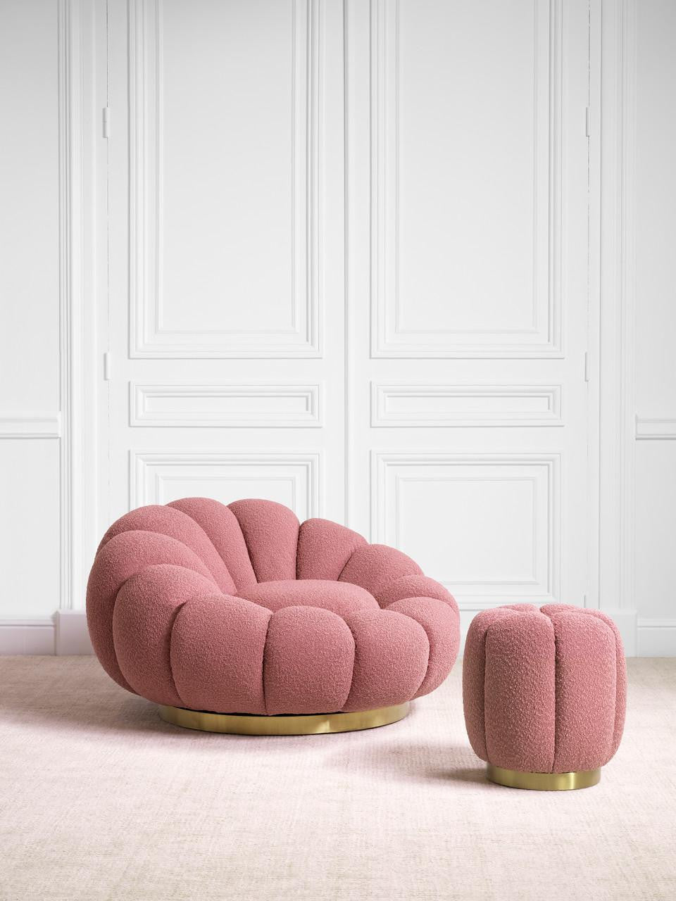 Eichholtz Mello Swivel Chair Red, Brushed Brass