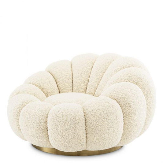 Eichholtz Mello Swivel Chair, White, Brushed Brass, 45.28"W (A116703 YV0J041VRJ)