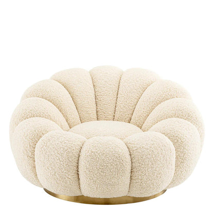 Eichholtz Mello Swivel Chair, White, Brushed Brass, 45.28"W (A116703 YV0J041VRJ)