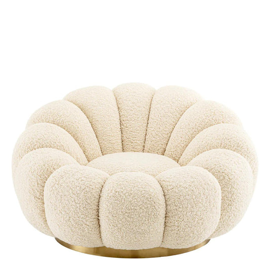 Eichholtz Mello Swivel Chair, White, Brushed Brass, 45.28"W (A116703 YV0J041VRJ)