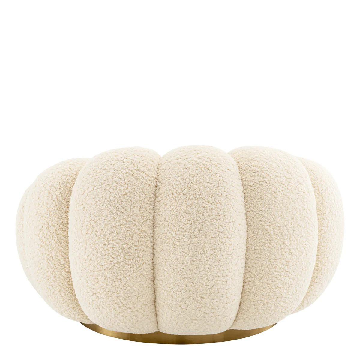 Eichholtz Mello Swivel Chair, White, Brushed Brass, 45.28"W (A116703 YV0J041VRJ)