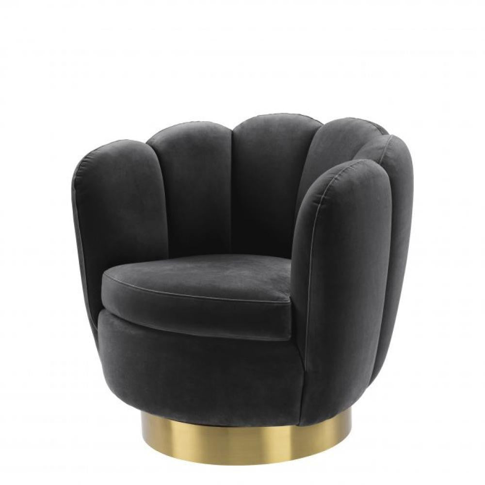 Eichholtz Mirage Swivel Chair Dark Gray, Brushed Brass