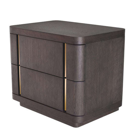 Eichholtz Modesto Nightstand, Mocha, Brushed Brass, 25.59"W (113408 YV0J03YQ33)