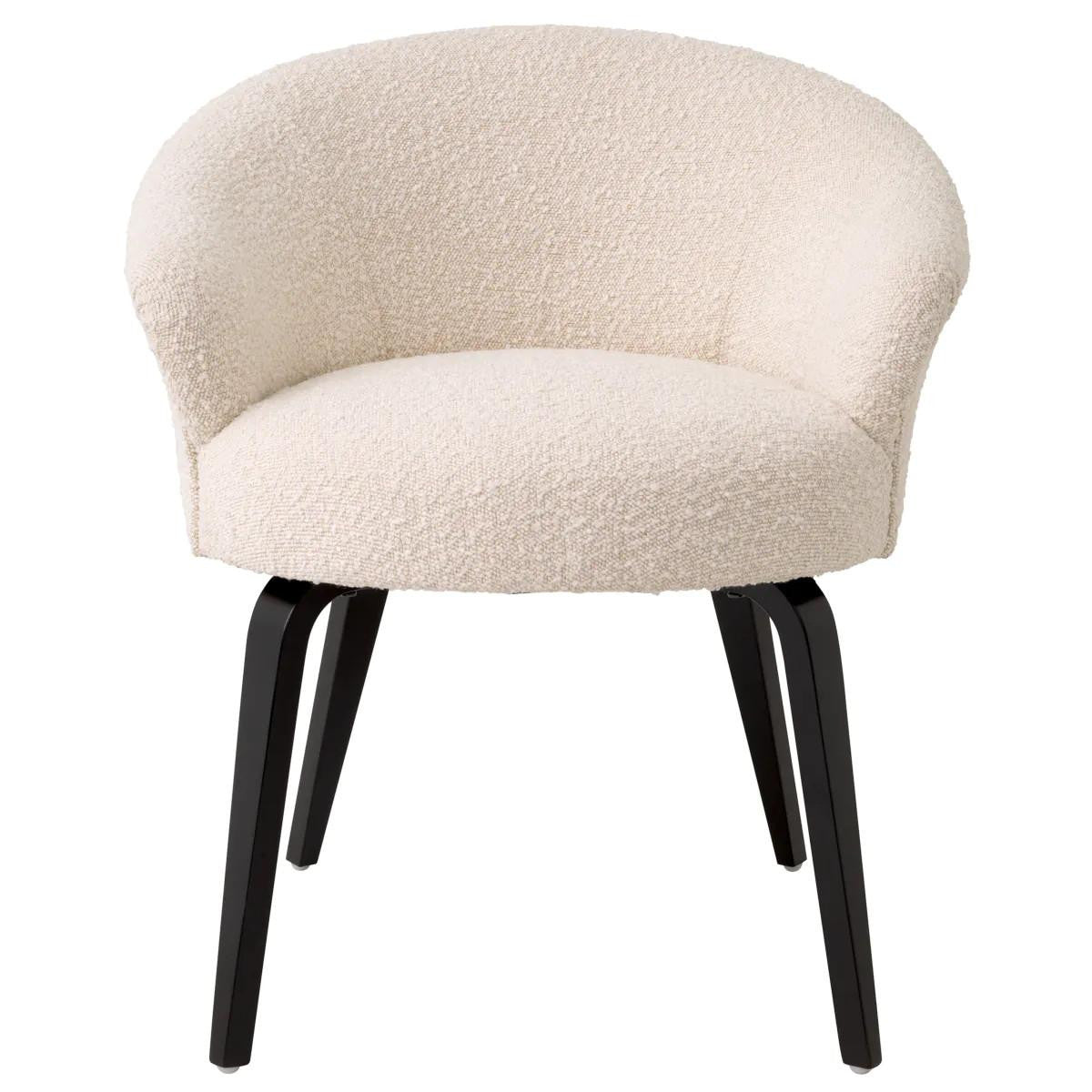 Eichholtz Moretti Dining Chair, Boucle Cream Fabric, Black Legs, 29.33"H (A115038 YV0J03YXYE)