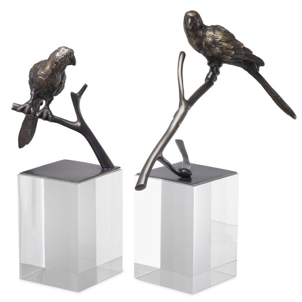 Eichholtz Morgana Sculpture, Set of 2, Bronze, Clear Acrylic Base, Small:  6.69"W ; Large:  11.42"W (114143 YV0J041QUY)