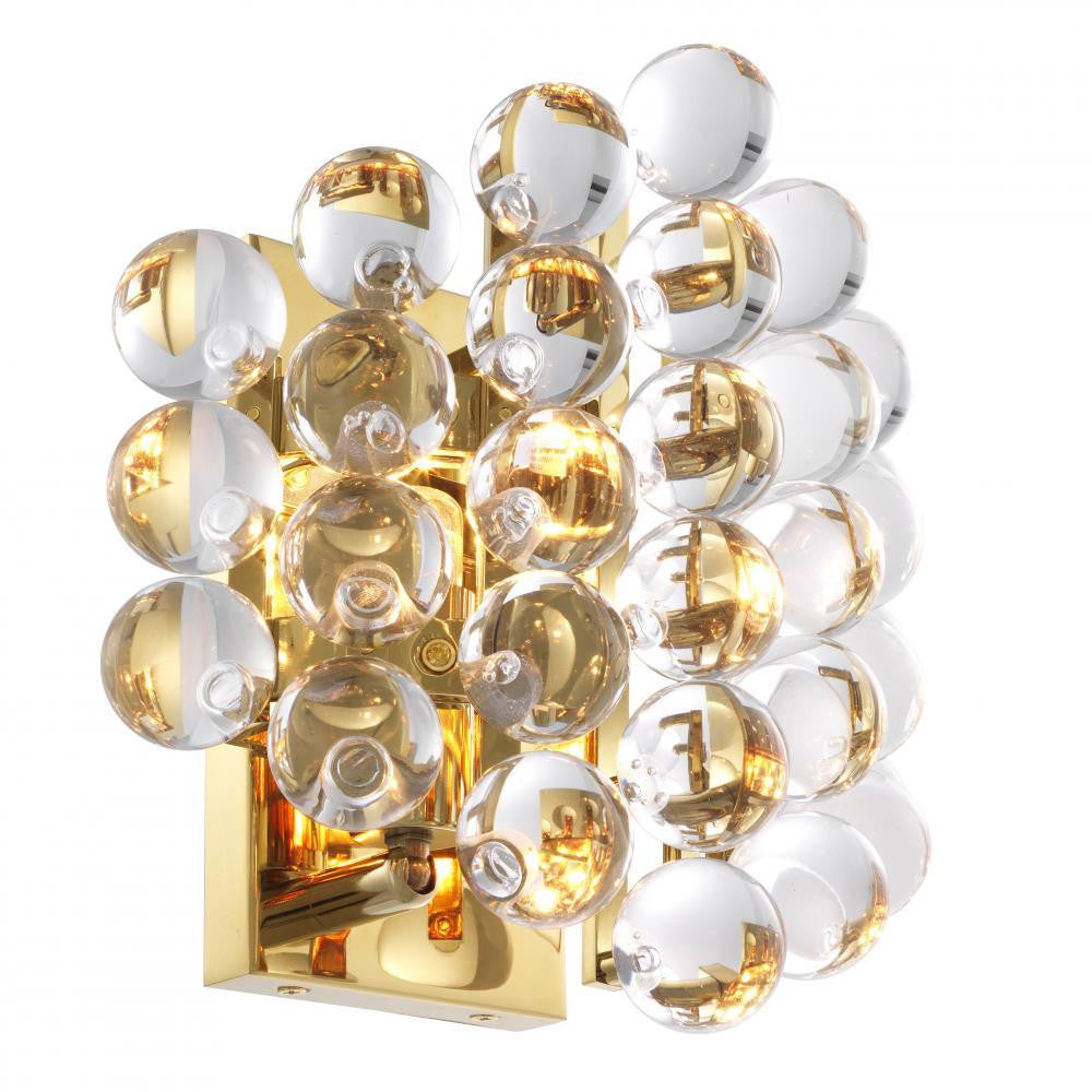 Eichholtz Mylo 2 Light Wall Sconce Gold, Clear