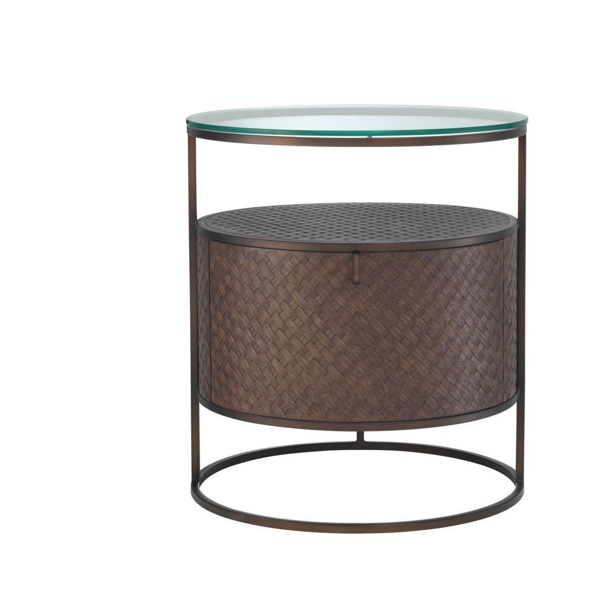 Eichholtz Napa Valley Nightstand, Brown, Bronze, Clear Glass, 19.69"W (113397 YV0J03YQ35)