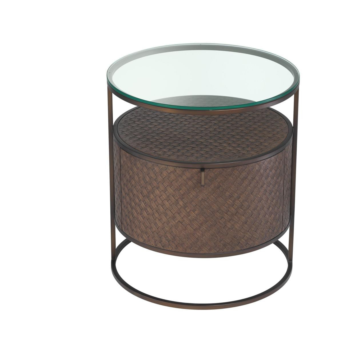 Eichholtz Napa Valley Nightstand, Brown, Bronze, Clear Glass, 19.69"W (113397 YV0J03YQ35)