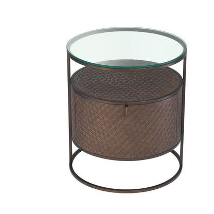 Eichholtz Napa Valley Nightstand, Brown, Bronze, Clear Glass, 19.69"W (113397 YV0J03YQ35)